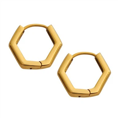 Hexagon Huggie øreringe