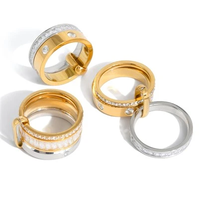 To tone CZ lagdelt ring
