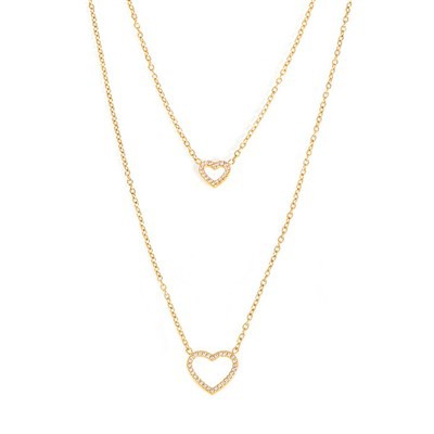 Cz dobbeltlag hjerte halskæde