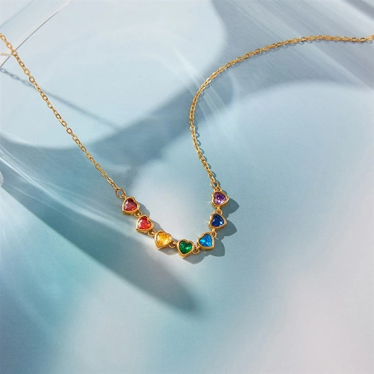 Multi Shape Rainbow CZ Station Necklace best