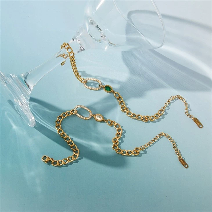 Oval Accent CZ Link Bracelet high quality