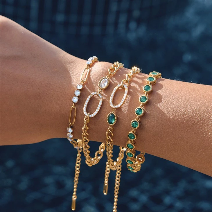 Oval Accent CZ Link armbånd