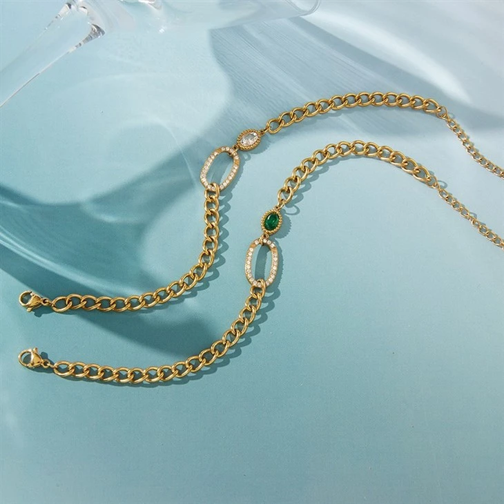 Oval Accent CZ Link Bracelet price