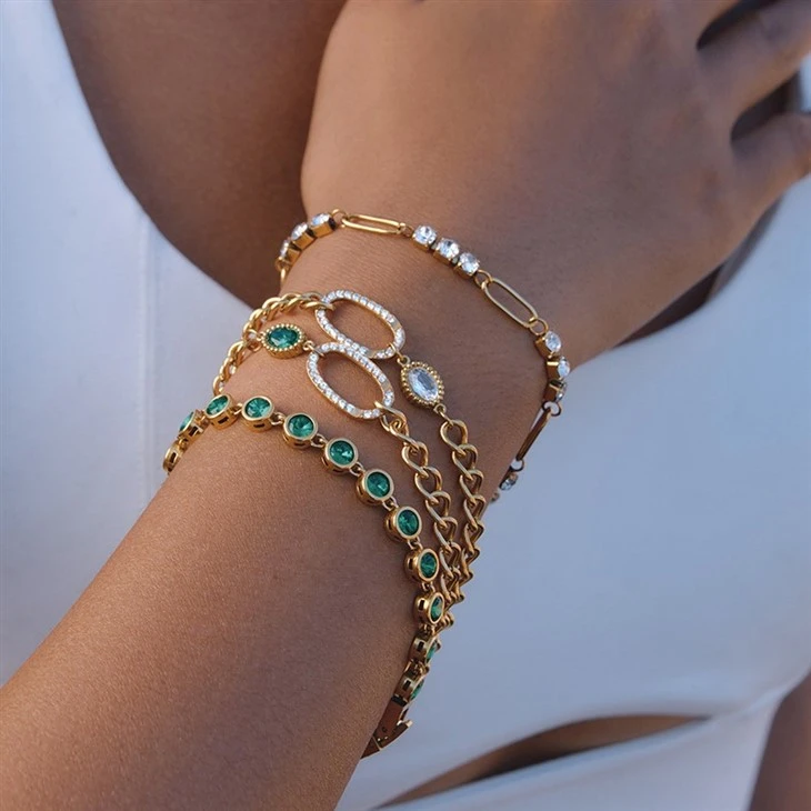 Oval Accent CZ Link Bracelet factory