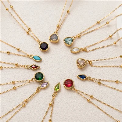 Birthstone Charm Beaded Chain halskæde