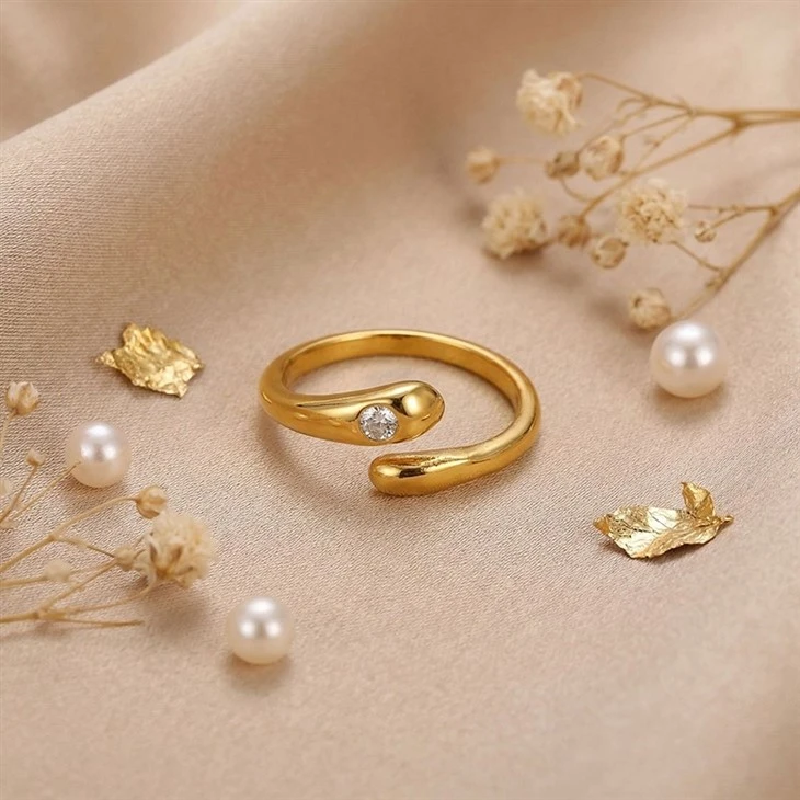 Wave Pear CZ Ring factory